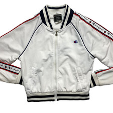 Champion Jacket Girls XS White Long Sleeve Arms Logo Active