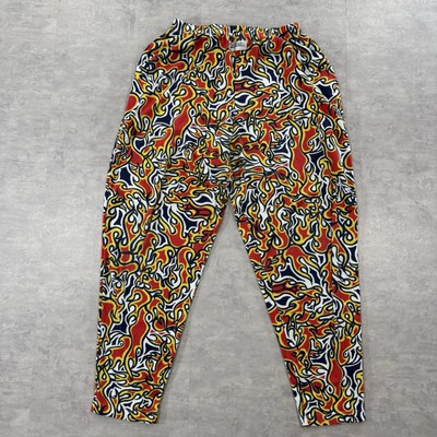 RARE Vintage Zubaz Flames 80s 90s Fire Inferno Parachute Large