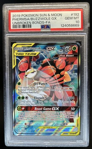2019 Pokemon Sun & Moon Pheromosa Buzzwole Tag Team #192/214 PSA 10 GEM MINT