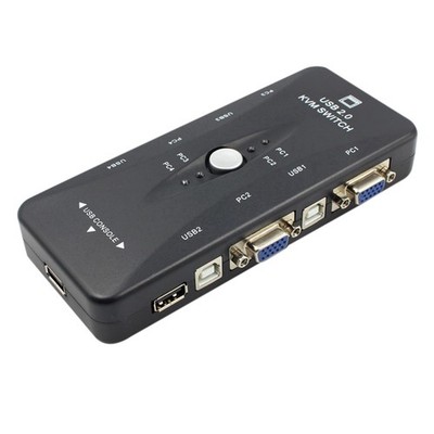 Eins für Vier 4 Port USB 2.0 KVM Schalter Kasten Tastatur  VGA SVGA PC Lapt3471