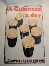 Guinness A Day Beer Tin Retro Sign Bar Irish Pub - Guinness Is Good For You 