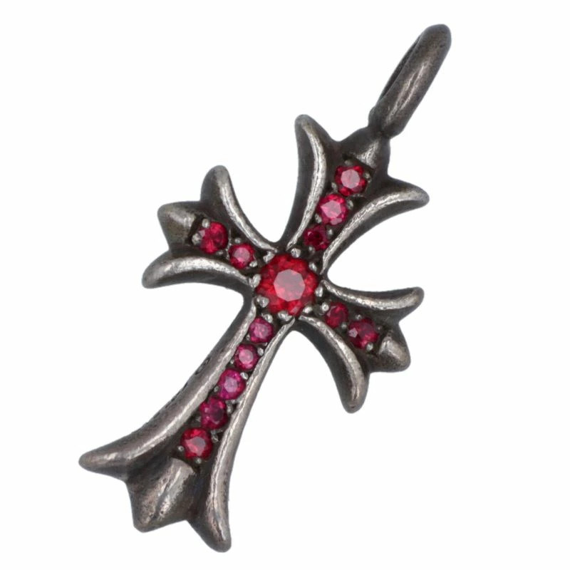 Chrome Hearts TINY CRSF P Ruby Cross Pendant Silv… - image 1