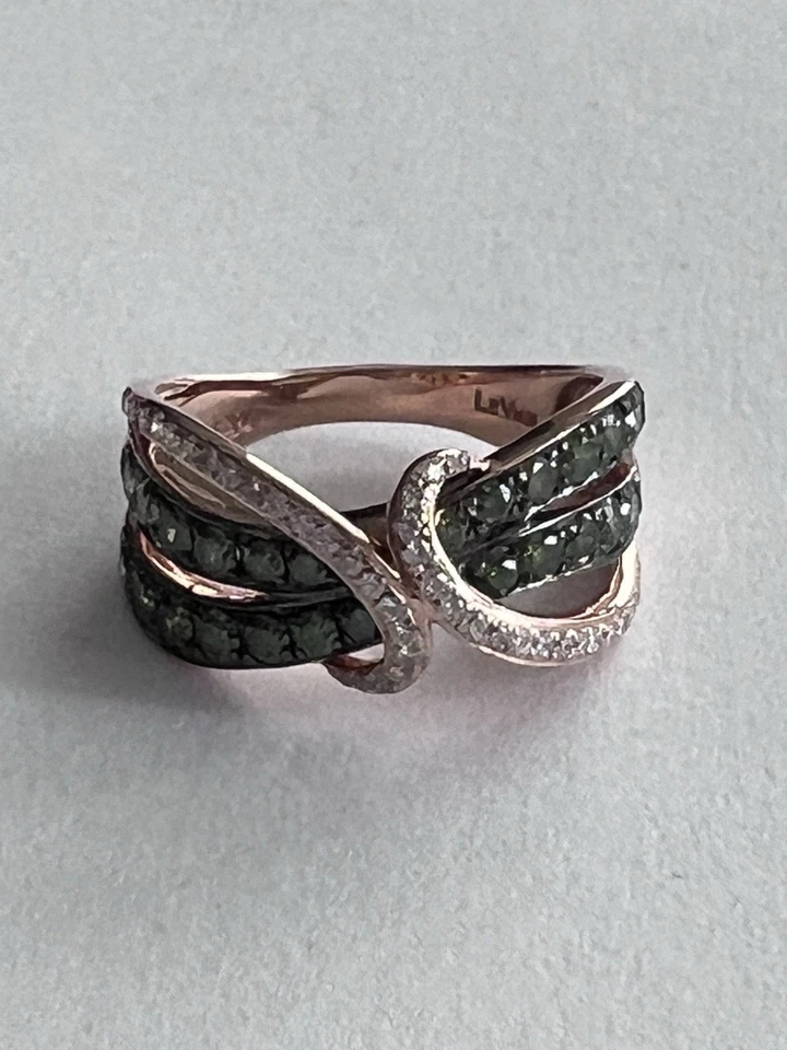 Le Vian 14k Rose Gold Exotics 1.25 ctw Green & White Diamond Ring - Image 2 of 4