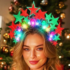 Light Up Christmas Headbands Star Xmas Headpiece Ball Headband Women Party Gift