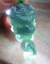 Video Certified Green Natural A Jade jadeite Pendant Dragon W Ring 718505 AS