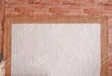 hand made white jute rug with beige border bo...