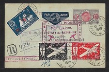 ST. PIERRE & MIQUELON TO CANADA AIR MAIL REGISTERED PC COVER 1948