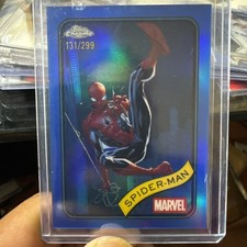 Spider-Man 2025 Topps Chrome Marvel #101 Blue Refractor 131/299