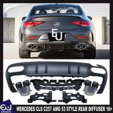 HECKDIFFUSOR & SCHWARZE ENDROHRE F&Uuml;R MERCEDES CLS C257 AMG 53 STYLE AB 2018