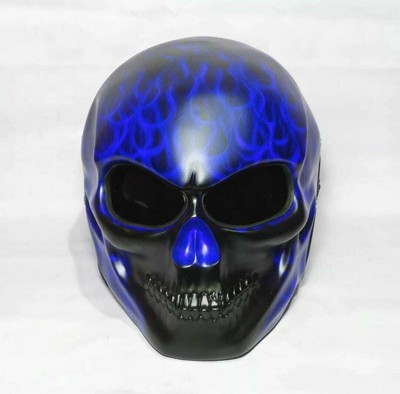 KOSTENLOSER VERSAND SCHÄDEL MOTORRADHELM BLAU FIRE (PUNKT & ECE...
