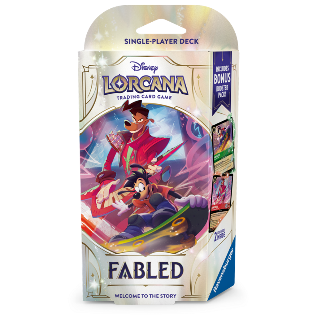 Disney Lorcana Fabled Starter Deck | Emerald & Ruby | Powerline & Max w. Booster