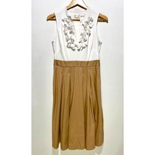 Eliza J dress colorblock camel brown white accademia preppy business women 8