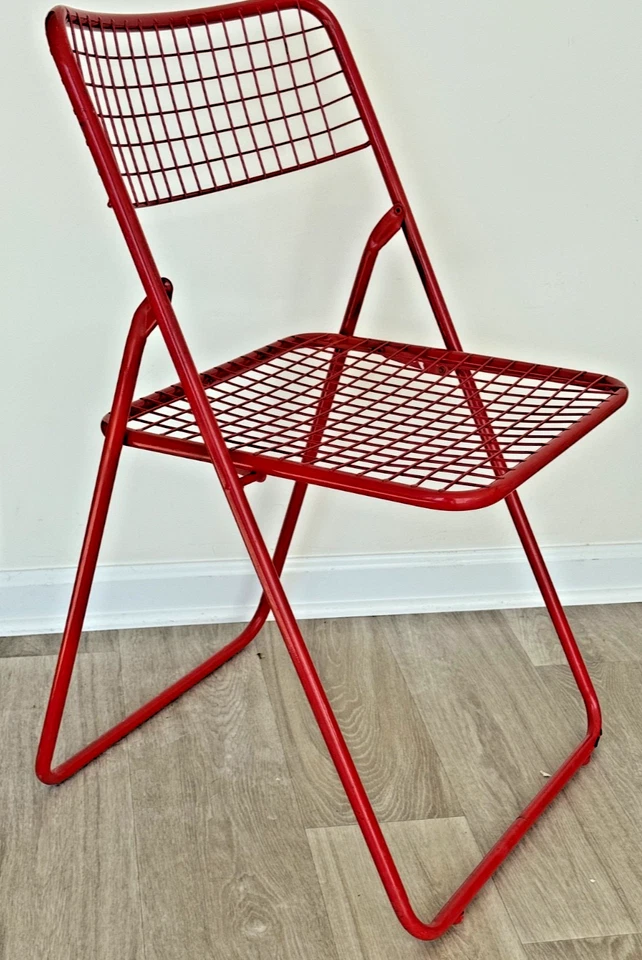 RETRO Ikea style metal wire folding chair CANDY APPLE RED - TIMELESS - TRENDY - Image 3 of 4