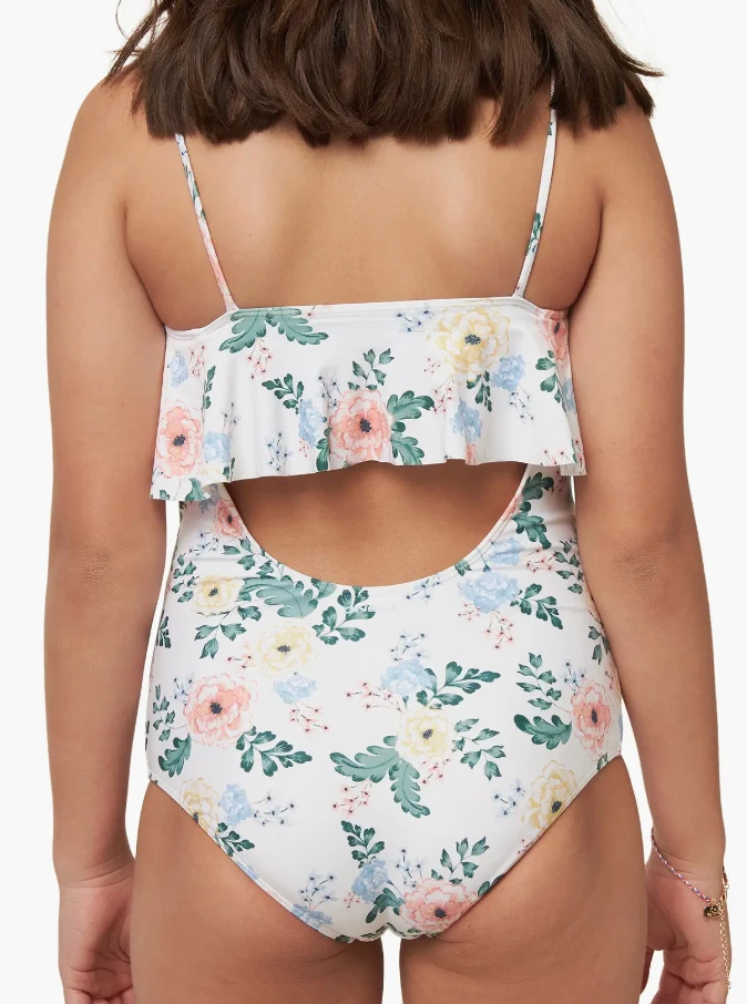 O'Neill Kids Arabella Floral Ruffle One-Piece Swimsuit L20225 Girls Size 12 - Image 2 of 4