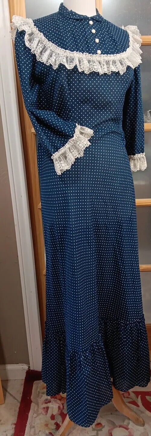 Vintage Maxi Polka Dot Handmade Dress Western Pra… - image 3