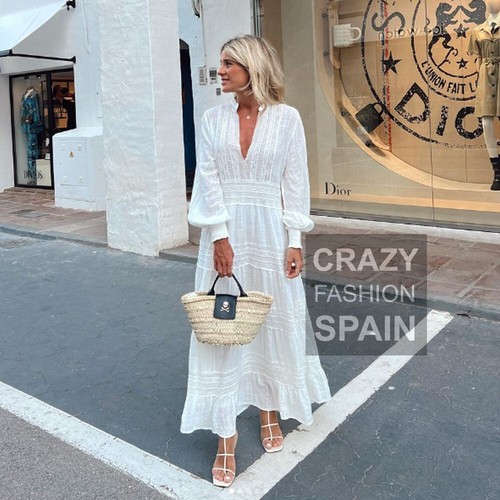 NWT SS22 WHITE LACE TRIM MIDI DRESS 