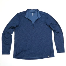 REI Midweight Base Layer Half Zip Top Mens L Heathered Blue Long Sleeve 121879