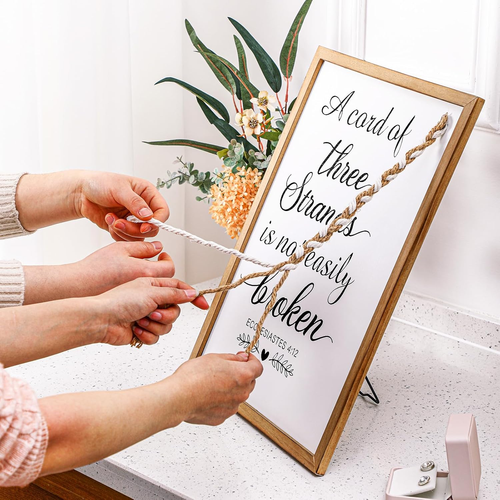 A Cord of Three Strands Christian Wedding Ceremony Knot Rope Sign Wall - Picture 4 of 12