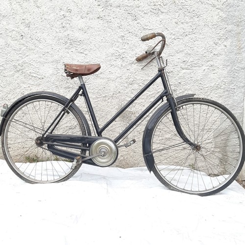 Bicicletta uomo/donna vintage anni 30/40 colore nero Sella originale in cuoio - Foto 2 di 9