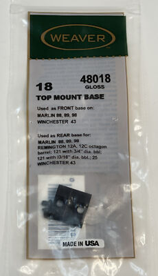 Weaver 18 Top Mount Scope Base 0.60H x 3.35W x 3.65L Black Gloss 48018