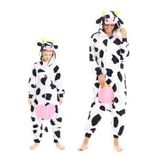 Pijama de vaca de una pieza suave con capucha familia ropa de dormir a juego disfraces de animales de granja
