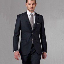 Black Business Men Suits Custom Made,Bespoke Classic Black Wedding Suit for Men