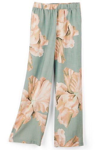 SOFT SURROUNDINGS $99 Fleur Linen Blend Floral Pull On Casual Pants Size Large