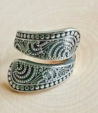Bohemian Stainless Steel Spoon Ring - Bali Boho Band Ring Swirl Design