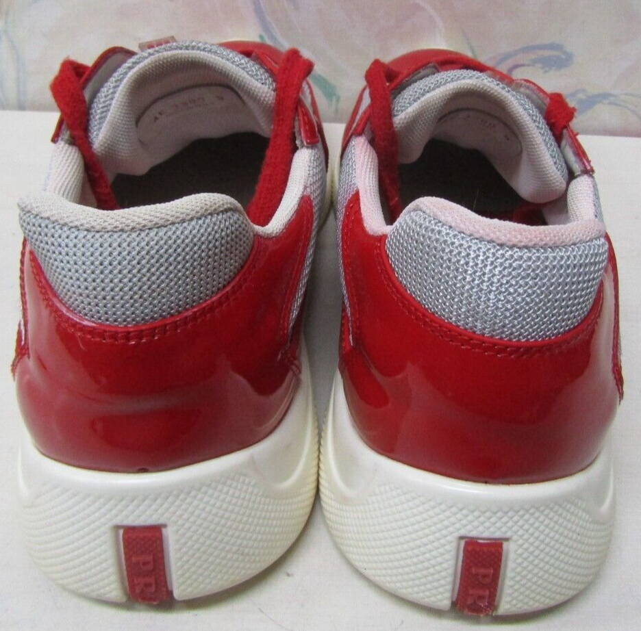 Prada Shoes America's Cup Low Top Sneakers Red Leather Men's Shoes Size