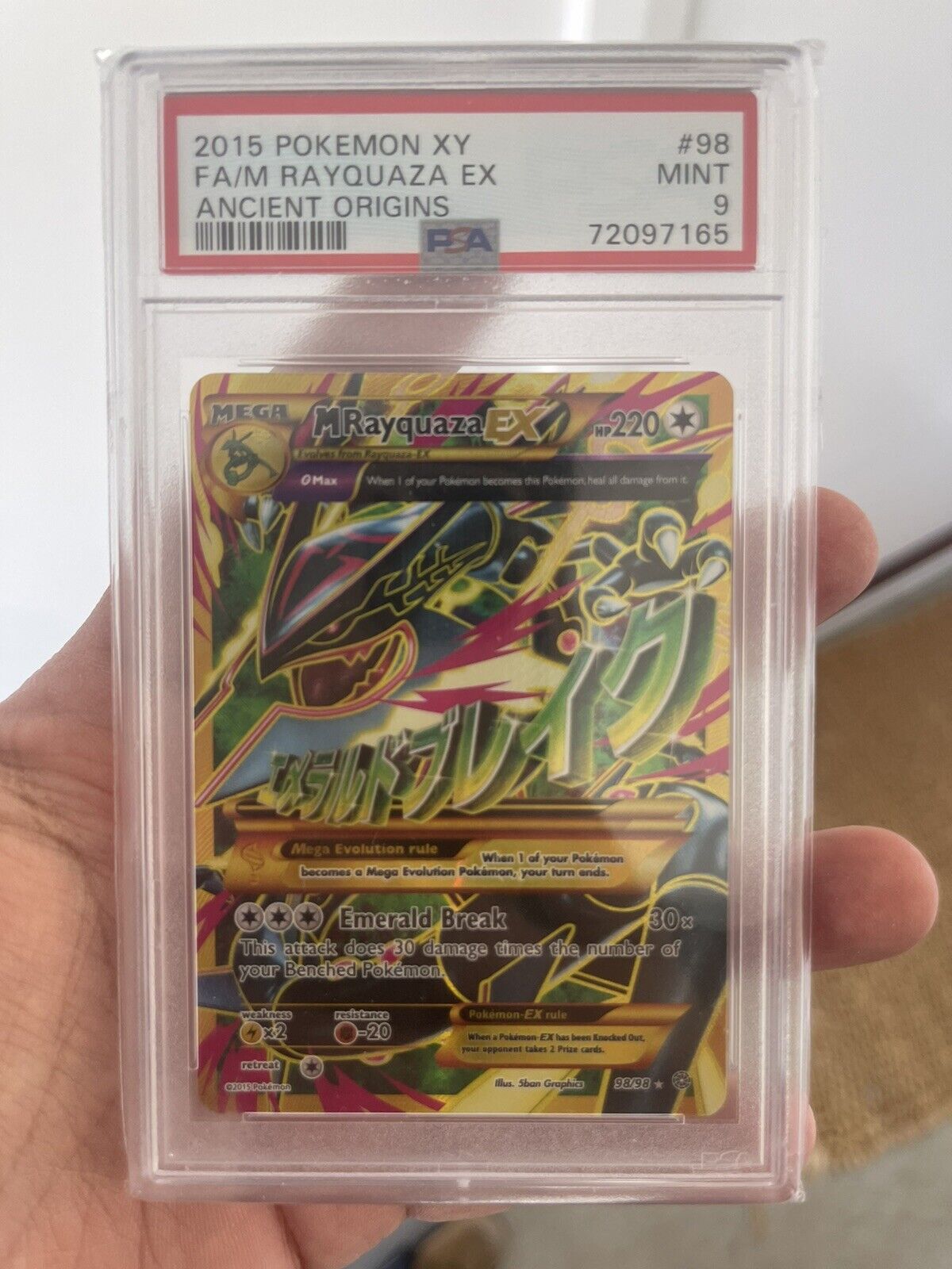 Mega M Rayquaza EX PSA 9 Shiny XY Ancient Origins 98/98 Pokemon