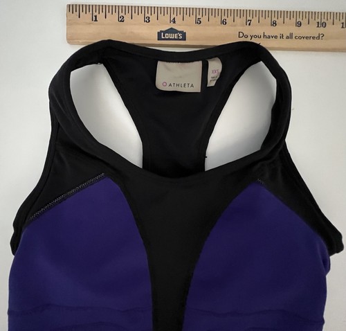 Athleta Tank Top Womens XXS Purple Black Built in Bra Sleeveless Cycling Shirt - Picture 5 of 12