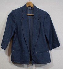 Vintage Denim Jean Jacket Blazer Coat 1980's Cotton Blue Union Made in USA 80s