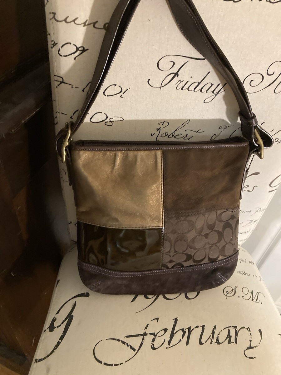 Vintage Coach Signature F10421 Patchwork Crossbody Shoulder Bag | eBay