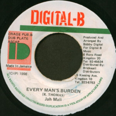 Jahmali - Every Man s Burden / VG+ / 7