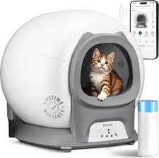 Self Cleaning Litter Box with Auto Safety Sensors for Multiple Cats - Gray