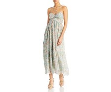 Aqua 303550 Keyhole Halter Maxi Dress Size XS Color green