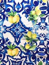 Hochwertige Majolika-Print Seide Satin Stoff Meterware von Mariotti Italien