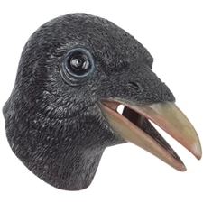 ADULT LATEX BLACK CROW RAVEN BIRD COSTUME ANIMAL HEAD FULL FACE RUBBER MASK 