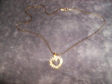 GOLD PLATED WITH SWAROVSKI RHINESTONE HEART NECKLACE 17-1/2" CHAIN NEW GP12