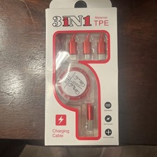 New 3 in 1 Multi USB Cable Charger Retractable Charging Cable TPE Type C