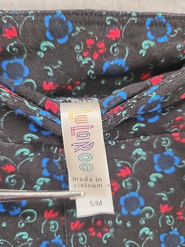 NEW LuLaRoe Kids Leggings Black/Blue/Red Floral Pattern S/M - Picture 4 of 6