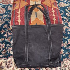 LL Bean Vintage 90s Medium Boat and Tote Bag Black Y2K Embroidery Rare USA