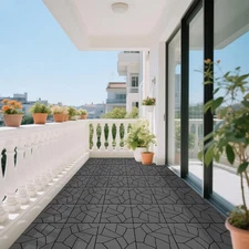 Waterproof stone-patterned interlocking floor tiles, 44 pieces per pack.