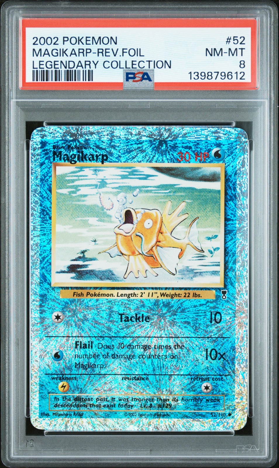 2002 POKEMON LEGENDARY COLLECTION #52 MAGIKARP-REVERSE FOIL PSA 8