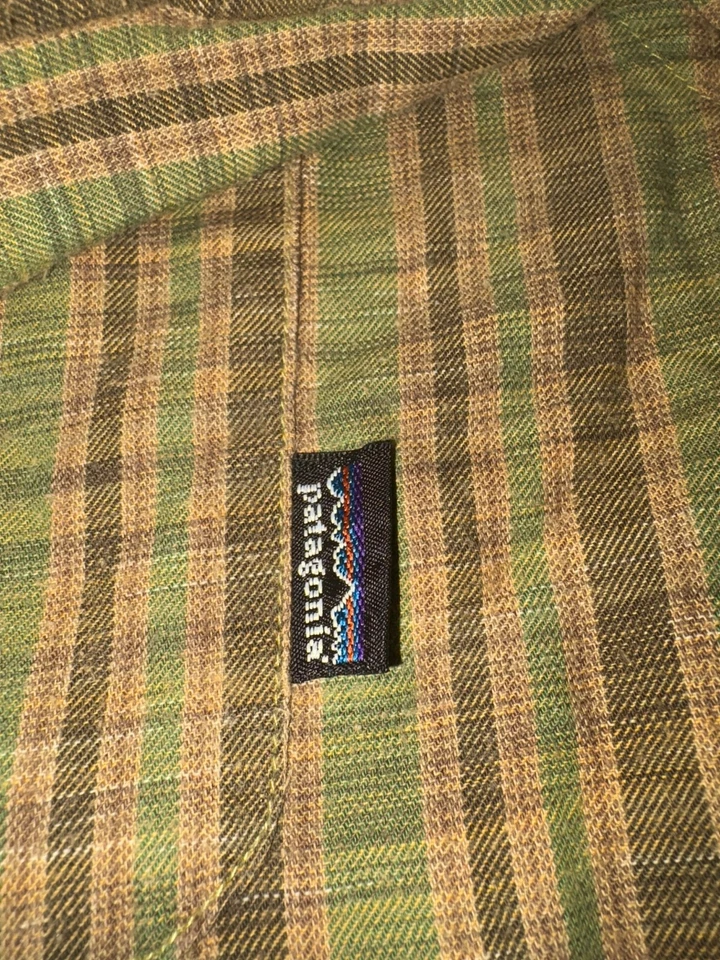 Camisa Patagonia Manga Larga Mezcla Algodón Orgánico Cuadros Hombres Mediana Foto 3 de 4