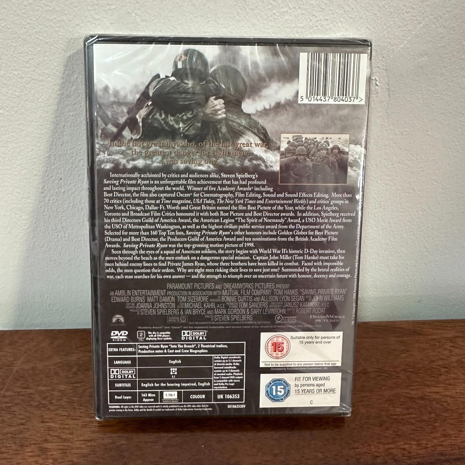 Saving Private Ryan DVD Widescreen Edition War Drama Film UK image 2