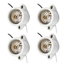 4-Pack Porcelain Light Sockets 660W E26/E27 Lamp Holder with 18AWG Pigtail