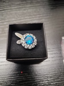 BP RBP8637 Somebody Like You, Blue Topaz Cubic Zirconia Size 7, Rhodium Plating 
