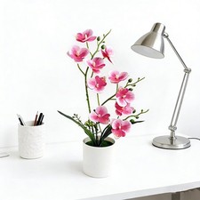 35.5cm Lifelike Orchid Flower Arrangement in Round Pot for Indoor Settings