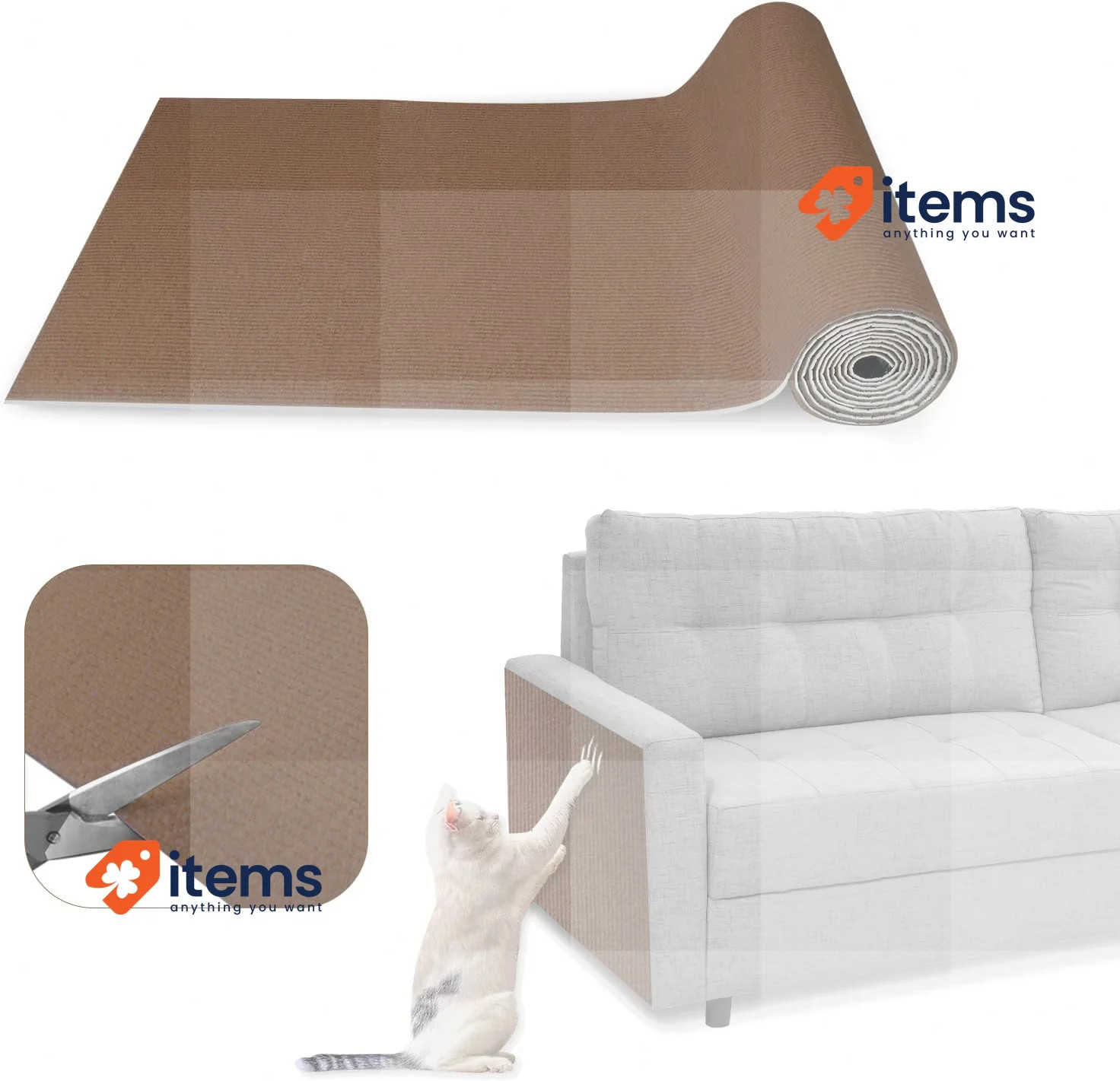 Sdldeer Gatto Tiragraffi Stuoia 40×200 CM Auto Adesivo Marrone - 200CM Muro